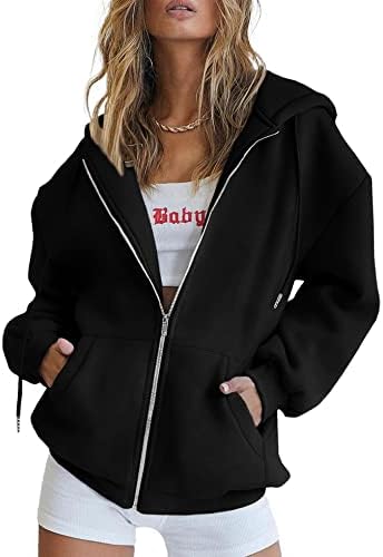 PRETTYGARDEN Women’s Zip Up Y2K Hoodies Casual Long Sleeve T…