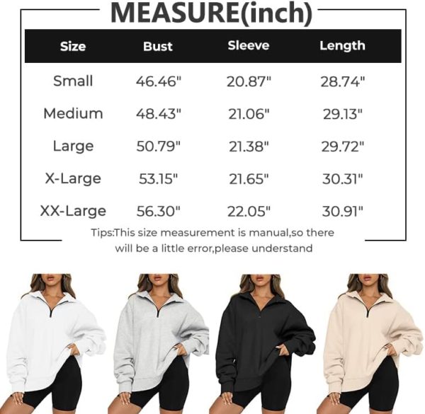 Trendy Queen Womens Oversized Sweatshirts Hoodies Half Zip P... - Image 4