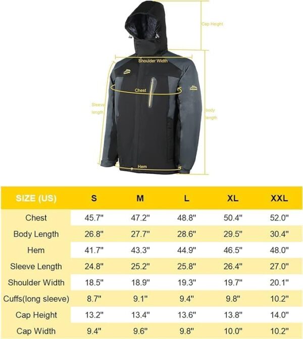 ⁦Men's Waterproof Ski Jacket, Winter Warmth, Windproof Hood, ...⁩ - الصورة ⁦5⁩