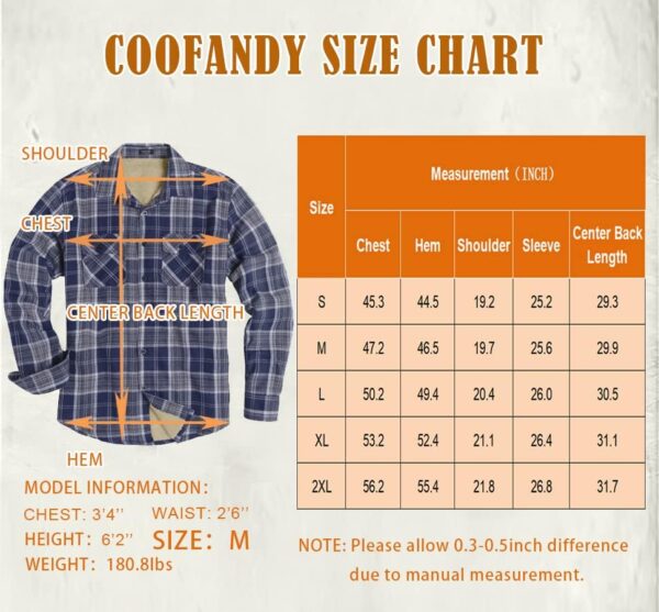 COOFANDY Men's Sherpa Lined Flannel Shirt Jacket Long Sleeve... - Image 6