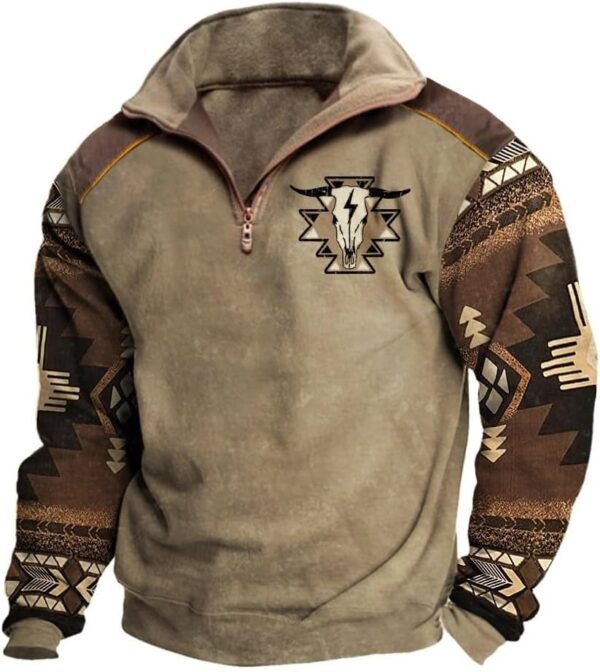 HOTYD Mens Aztec Cowboy Hoodies Vintage Enthic Cow Print Wes...